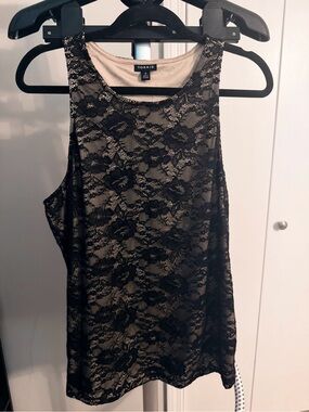 Torrid Black Lace Overlay Camisole with Nude Lining